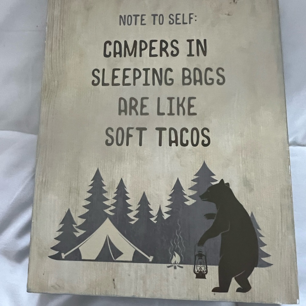 New Camping Camper RV Wall Art Sign Bear Tent campers are like soft tacos